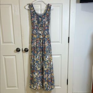 Ostoo women’s 2025 BoHo Floral Maxi Dress size large blue yellow sleeveless